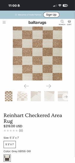 Balta Rugs Reinhart Checkered Area Rug (5’3” x 7’) – brand new
