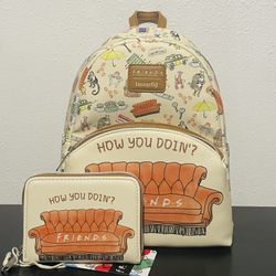 Loungefly Friends How You Doin' Mini Backpack and Wallet