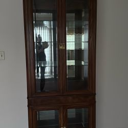 Tall Glass And Wood Display Cabinet 