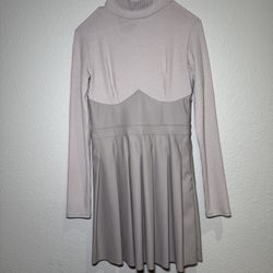 Elegant Beige Long Sleeve Dress Size S