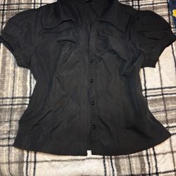 Black blouse with puffed shoulder