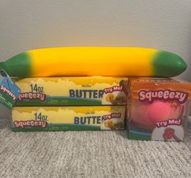 Jumbo Squishies - Butter, Peach, Banana Squeezy