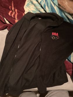 black USA Olympics polyester jacket