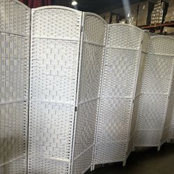 Folding Room Divider, Weave Fiber Privacy Screen, 140”Extra Wide Room Screen Divider