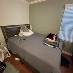 Bed frame And Matching 7 Drawer Dresser (Grey/Brown)