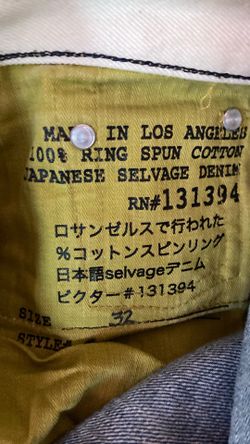 Civilianaire  Mens Jeans 32 Fits 33x33 100% Cotton Japanese Selvage Denim