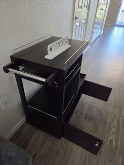 Dark Brown Bar Cart with Drawers
