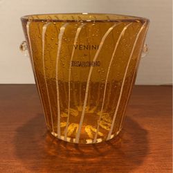 Marano Vintage Venini Disaronno Ice Bucket Amber Bubble Glass Italian Art Glass Barware  5“ X 5“  L21