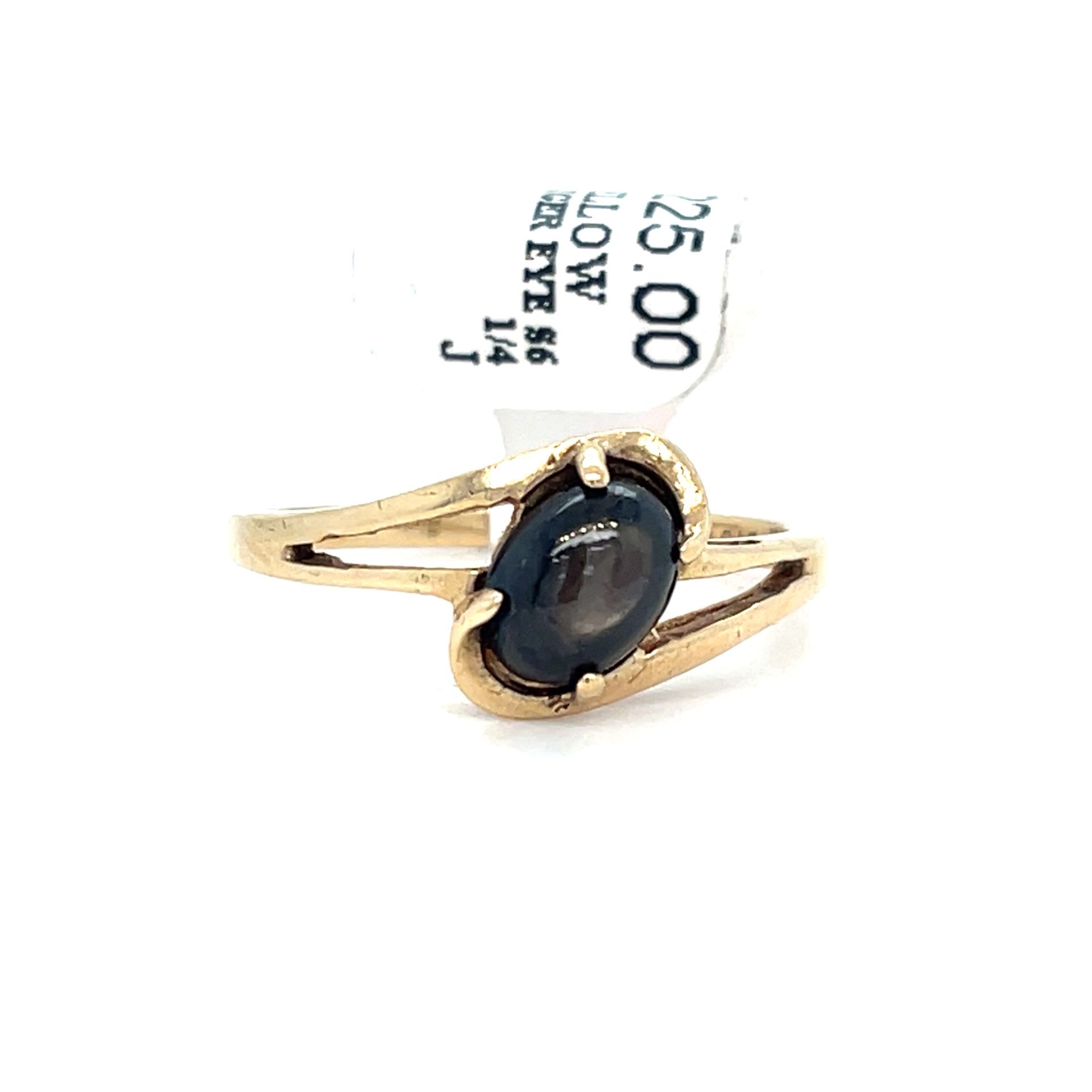 10Kt Yellow Gold Oval Tiger Eye Ring 1.90g Size 6-1/4 I-626