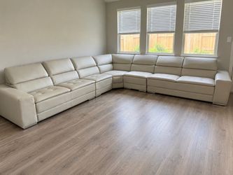 Large White Sectional Sofa with adjustable headrests