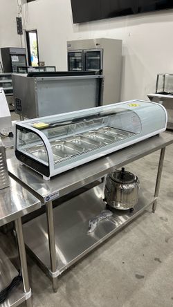 Polarman PLM-R52L 53 1/5" Countertop Refrigerated Sushi Display Case with Sliding Door, (5) 1/3 Size Pans, White