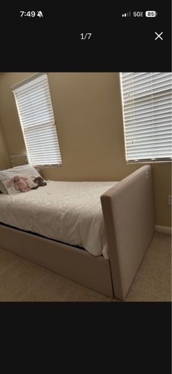 Upholstered Platform Twin Bed Frame With Trundle