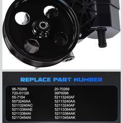 Power Steering Pump 20-70269 for 2002-2007 Ram 1500 3.7L & 2002-2007 Ram 1500 4.7L & 2003-2007 Ram 1500 5.7L & 2002-2003 Ram 1500 5.9L, for 2007 Aspen