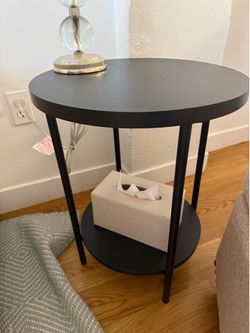 Set of 2 Target Black Wood & Metal Round Side Tables – Excellent Condition