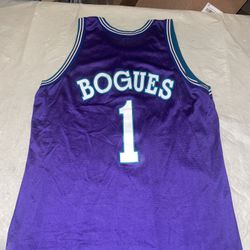 Muggsy Bogues Charlotte Hornets Purple Vintage Champion Jersey Men 48 XL Clean