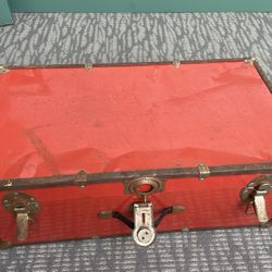Vintage Metal Steamer Trunk