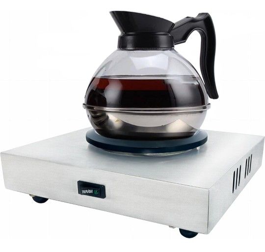 Commercial Coffee Warmer, 60W 176℉ Single Burner Decanter Warmer Plate, Stainless Steel Portable Warmer Single Burner, for Cafe, Break Room, Buffet an