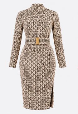 Brown Midi Dress – Knee Length, Side Slit & Waist Belt