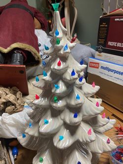 Vintage Ceramic Christmas Tree With Lights 20 Inches Tall