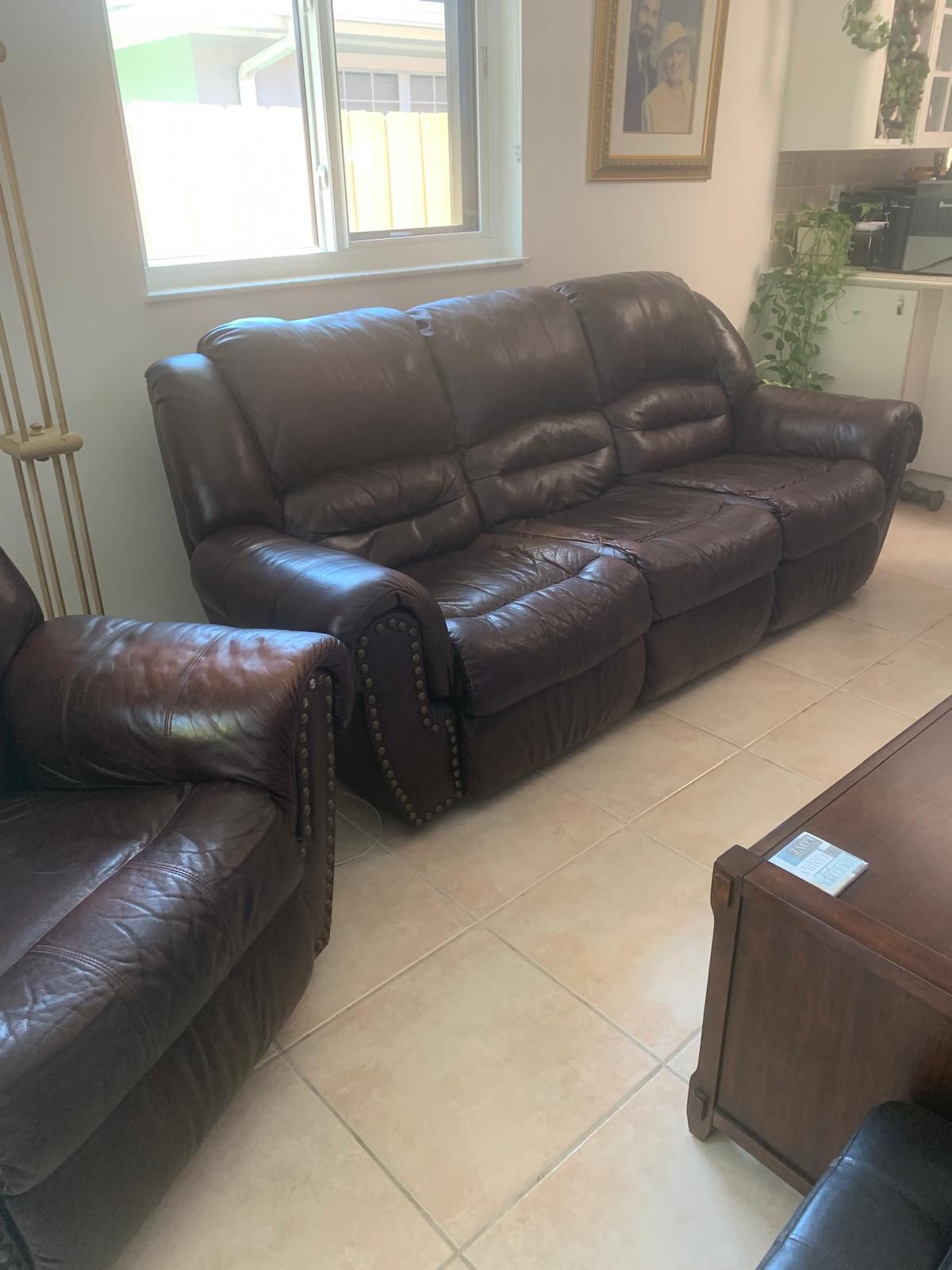 Leather Sofa And Recliner
