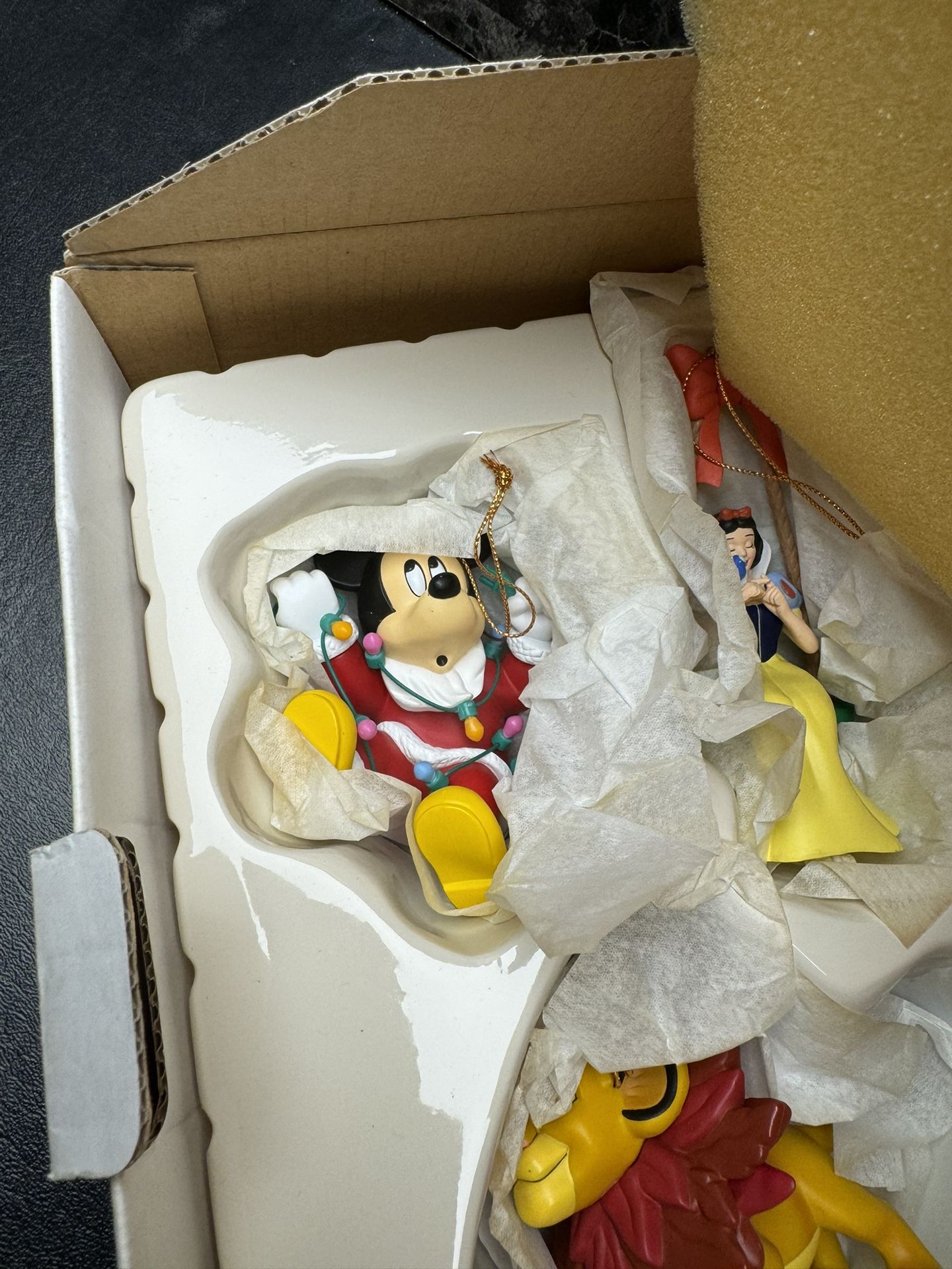 Vintage Disney Christmas Magic Mickey, Snow White, Simba Ornament