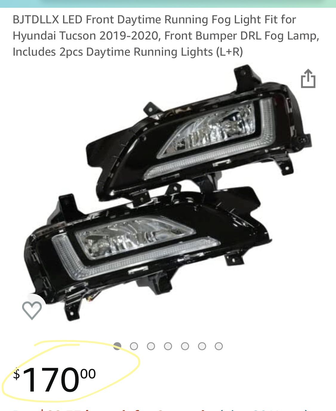 BJTDLLX LED Front Daytime Running Fog Light Fit for Hyundai Tucson 2019-2020, Front Bumper DRL Fog Lamp, Includes 2pcs Daytime Running Lights (L+R)