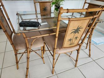 Tropical Glass Table & 4 Chairs