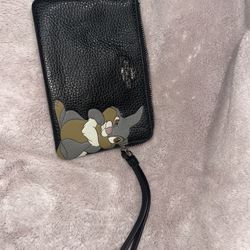 Disney X Coach Thumper Black Leather Wristlet 