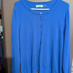 Women's Calvin Klein Button-Up Cardigan Size XL Blue Color