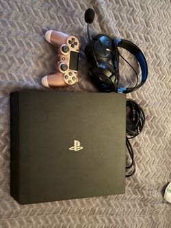 PS4 pro with headset and controller