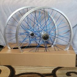 NEW Custom  Premium Bicycle Bmx wheelset Blue Silver 20" 9T