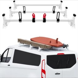 Ladder Roof Rack Fit for Ford 2015-2025 Transit 150 250 350 Heavy Duty Ladder Roof Rack for Cargo Van, 750lbs Load Capacity (3 Crossbars)