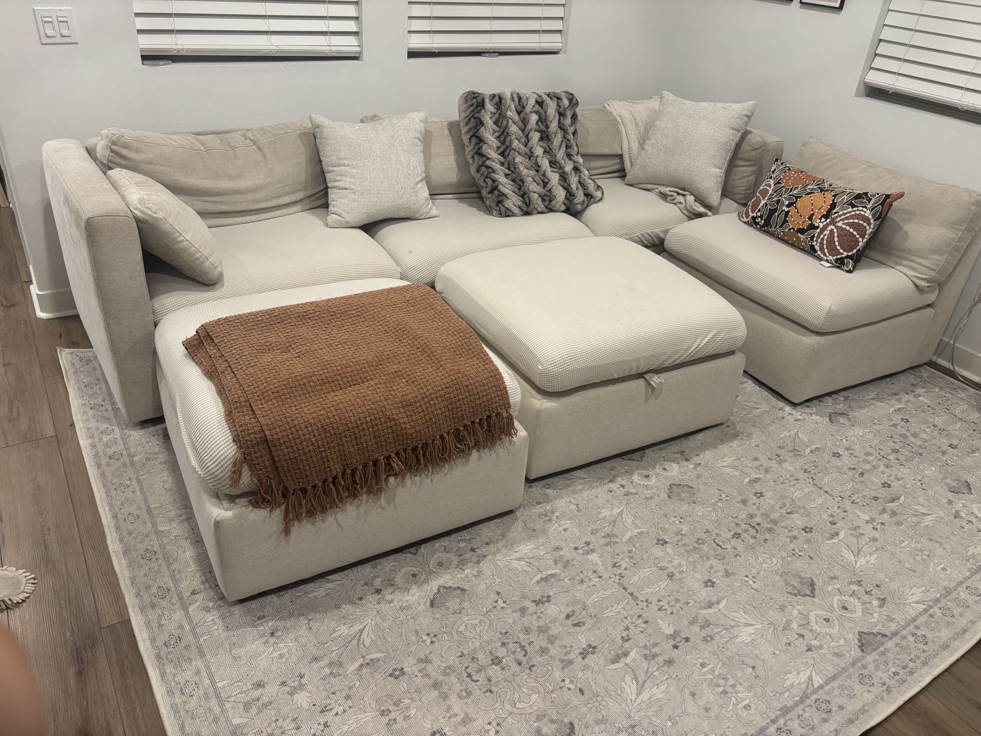 Sectional Fabric Sofa Set – Modular with Storage