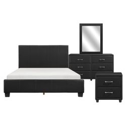 Queen Black Platform Bedroom Set.  BACK TO SCHOOL SALE 