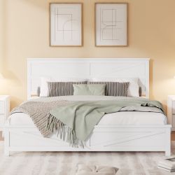 Kelda Farmhouse King Size Bed with X-Panel Headboard and Footboard