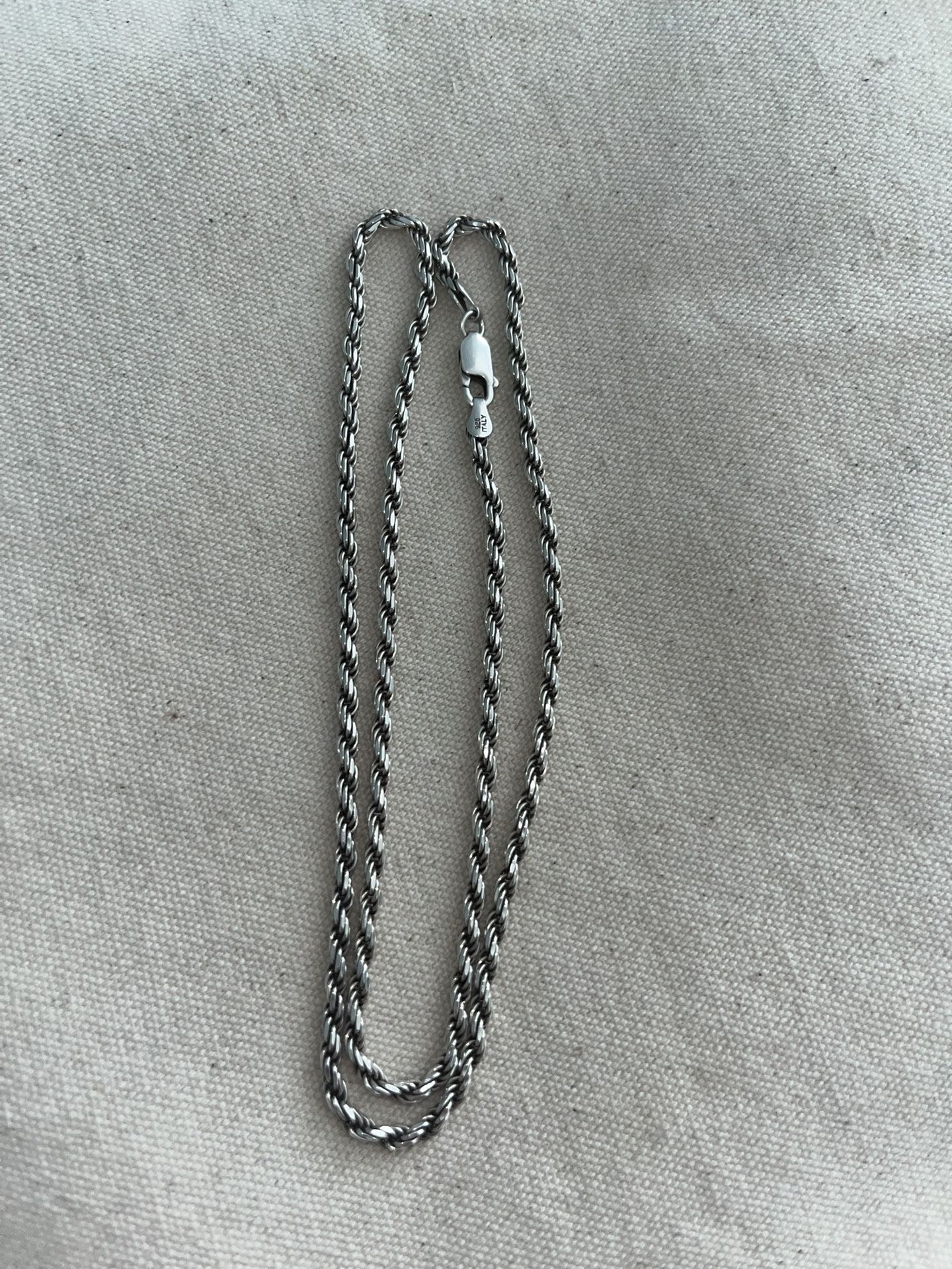 Italian Silver Rope Chain 20”