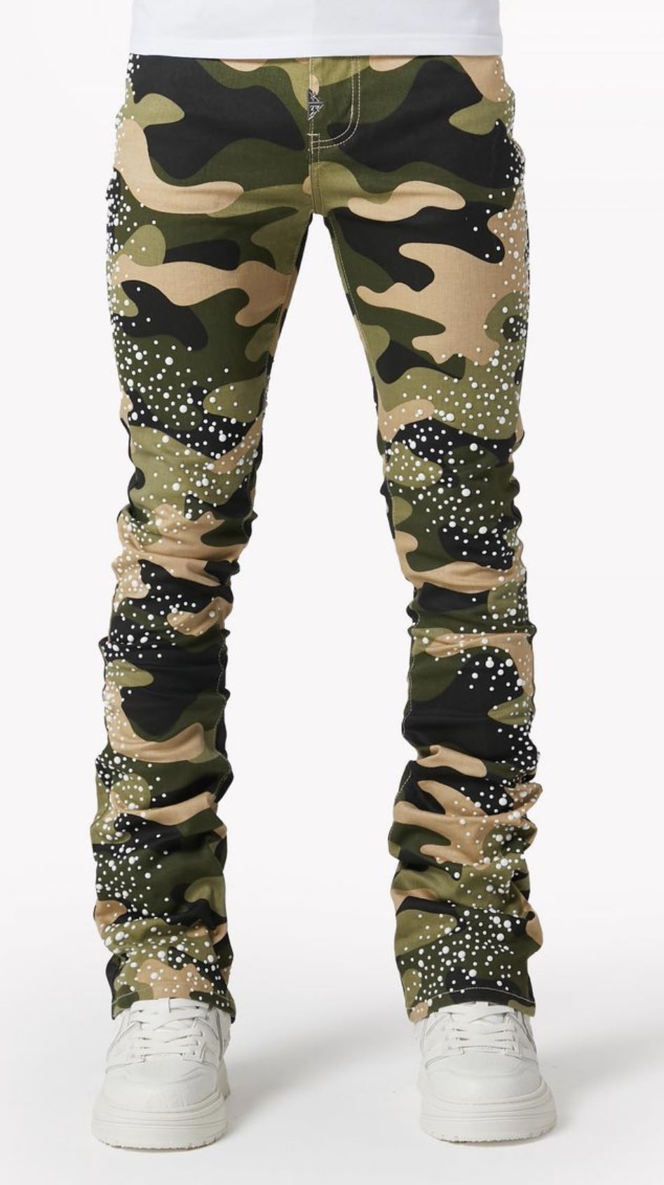 Guapi Jeans Camo Pearls Embellished Denim Men’s