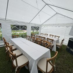 Wood Chairs - Tables - Tablecloths 