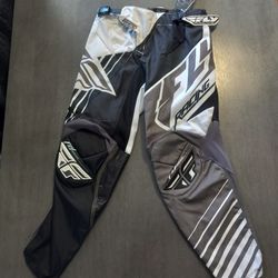 Fly Racing Kinetic Vector Race Pants Black/White/Gray Adult Size 28 Nwt