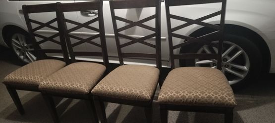 Set of 4 Dark Wood Dining Chairs