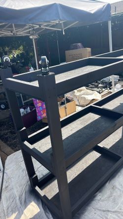 Wooden shelves with caster wheels