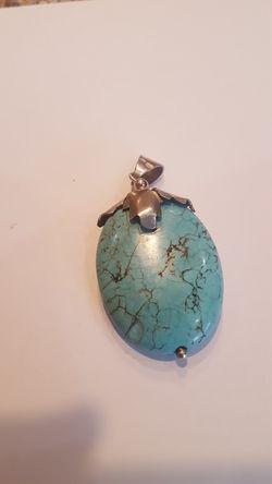 9.25 Large pendant turquoise stone for pick up 9.25 silver