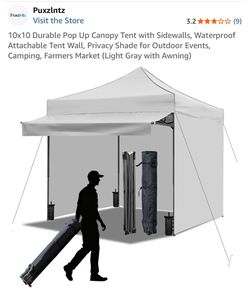 Puxzlntz 10x10 Pop Up Canopy Tent with Sidewalls