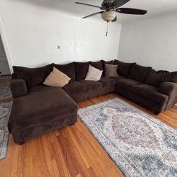 Large Brown Sectional Sofa Couch