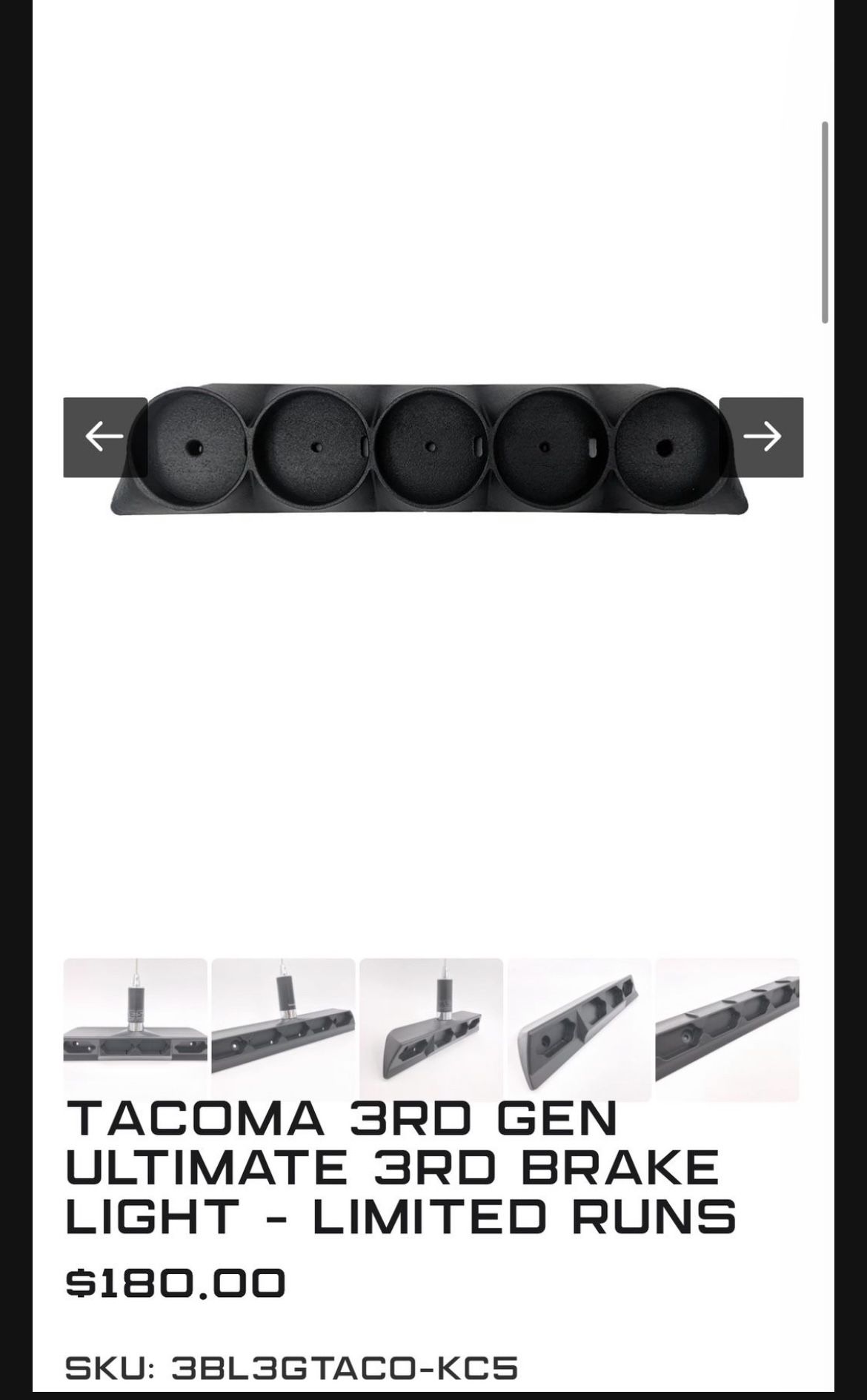 Tacoma 3rd Gen Ultimate 3rd Brake Light Housing $80