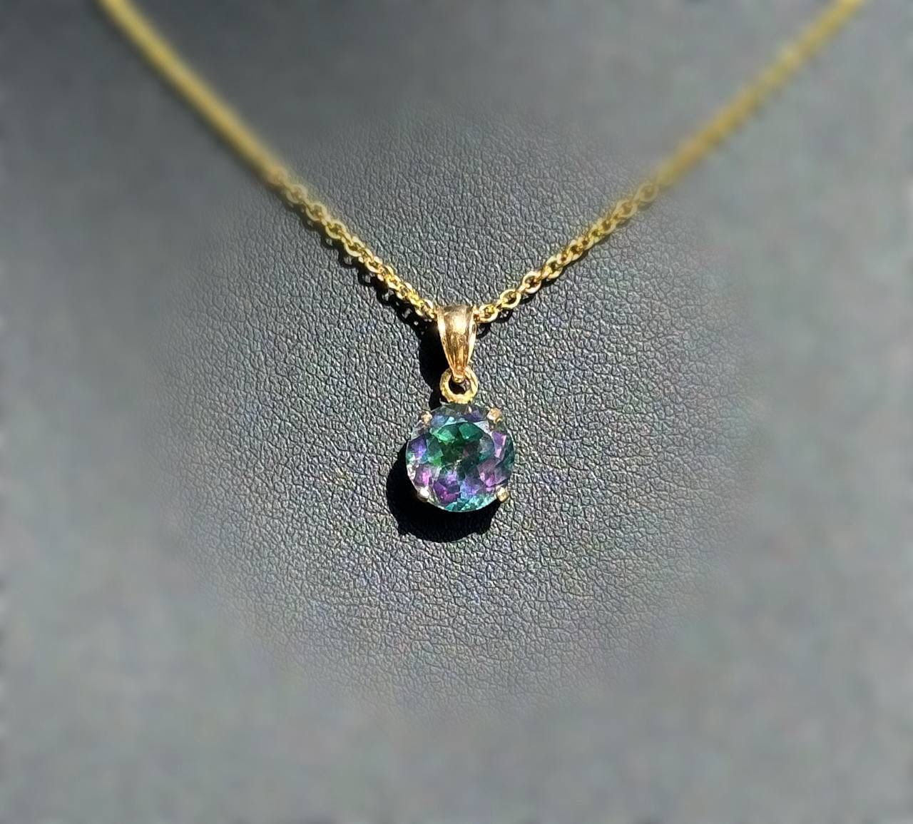 Jewelry 14k solid yellow gold mystic topaz Pendant charm