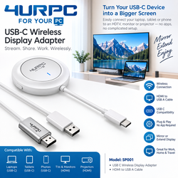 4URPC SP001 Wireless USB-C to HDMI Display Adapter Stream Monitor 1080p