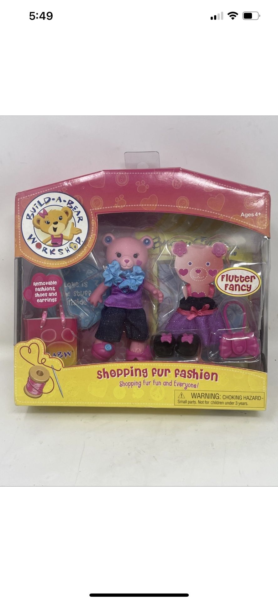 New Rare build a bear workshop Shopping Fur Fashion Flutter Fancy Playmates Toys