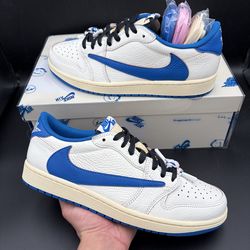 Multiple Sizes - Air Jordan 1 Retro Low OG SP Travis Scott Fragment Design Sail Military Blue 2025