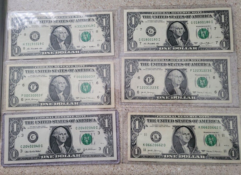  6 1 dollar bills repeaters 